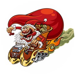 Funny Santa Claus Christmas Wooden Puzzle Round by Sarkoni