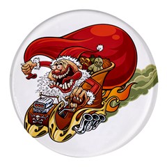 Funny Santa Claus Christmas Round Glass Fridge Magnet (4 Pack) by Sarkoni