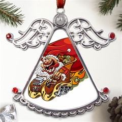 Funny Santa Claus Christmas Metal Angel With Crystal Ornament by Sarkoni