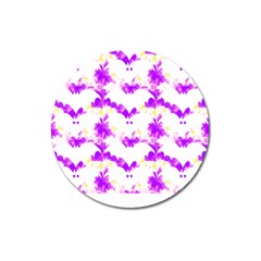 Bats Pattern T- Shirt White Bats And Bows Pink Yellow T- Shirt Magnet 3  (round) by EnriqueJohnson