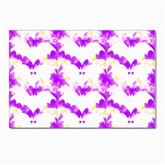 Bats Pattern T- Shirt White Bats And Bows Pink Yellow T- Shirt Postcard 4 x 6  (pkg Of 10) by EnriqueJohnson