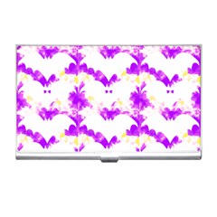 Bats Pattern T- Shirt White Bats And Bows Pink Yellow T- Shirt Business Card Holder by EnriqueJohnson