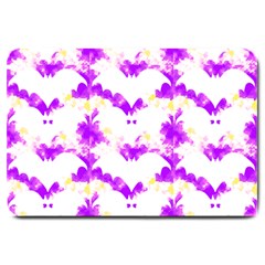 Bats Pattern T- Shirt White Bats And Bows Pink Yellow T- Shirt Large Doormat by EnriqueJohnson