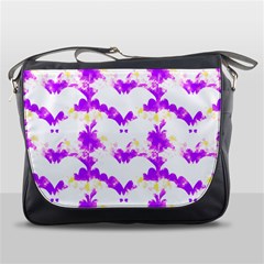 Bats Pattern T- Shirt White Bats And Bows Pink Yellow T- Shirt Messenger Bag by EnriqueJohnson