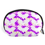 Bats Pattern T- Shirt White Bats And Bows Pink Yellow T- Shirt Accessory Pouch (Large) Front