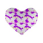 Bats Pattern T- Shirt White Bats And Bows Pink Yellow T- Shirt Standard 16  Premium Flano Heart Shape Cushions Front