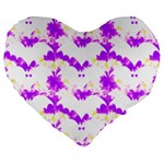 Bats Pattern T- Shirt White Bats And Bows Pink Yellow T- Shirt Large 19  Premium Flano Heart Shape Cushions Front