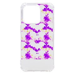 Bats Pattern T- Shirt White Bats And Bows Pink Yellow T- Shirt Iphone 14 Pro Tpu Uv Print Case by EnriqueJohnson