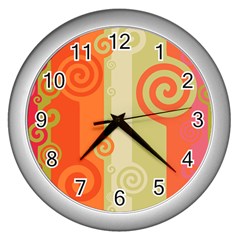 Ring Kringel Background Abstract Red Wall Clock (silver) by Mariart