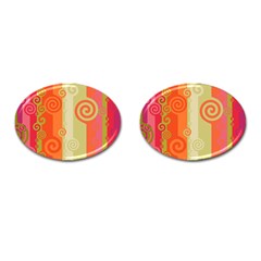 Ring Kringel Background Abstract Red Cufflinks (oval) by Mariart