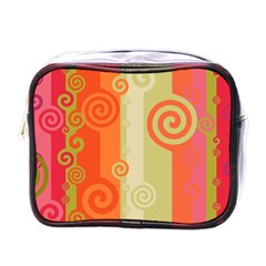 Ring Kringel Background Abstract Red Mini Toiletries Bag (one Side) by Mariart