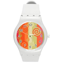 Ring Kringel Background Abstract Red Round Plastic Sport Watch (m) by Mariart