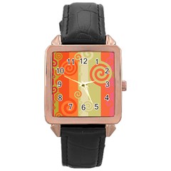 Ring Kringel Background Abstract Red Rose Gold Leather Watch  by Mariart