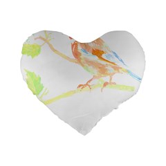 Bird Lover T- Shirtbird T- Shirt (12) Standard 16  Premium Flano Heart Shape Cushions by EnriqueJohnson