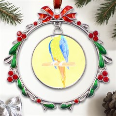 Bird Lover T- Shirtbird T- Shirt (25) Metal X mas Wreath Ribbon Ornament by EnriqueJohnson