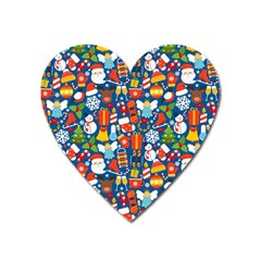 Winter Seamless Pattern Heart Magnet by uniart180623