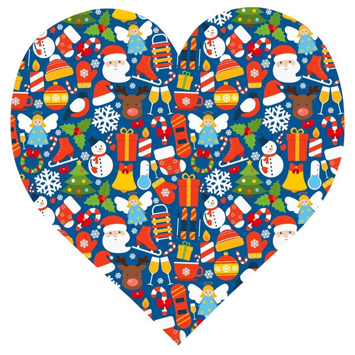 Winter Seamless Pattern Wooden Puzzle Heart