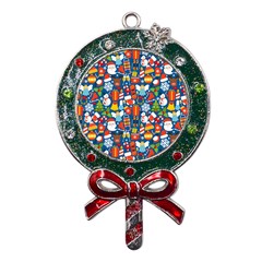 Winter Seamless Pattern Metal X mas Lollipop With Crystal Ornament by uniart180623