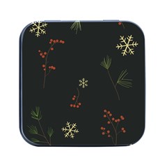 Festive Season Christmas Paper Square Metal Box (black) by uniart180623