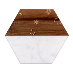 Festive Season Christmas Paper Marble Wood Coaster (hexagon)  by uniart180623