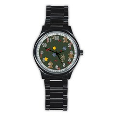 Christmas Party Pattern Design Stainless Steel Round Watch by uniart180623