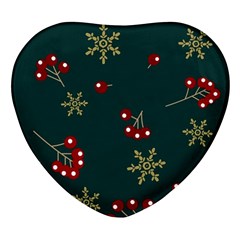 Christmas Festive Season Background Heart Glass Fridge Magnet (4 Pack) by uniart180623