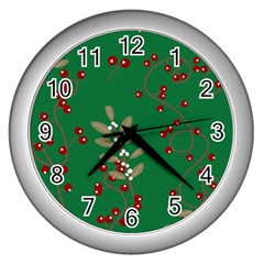 Christmas December Background Wall Clock (silver) by uniart180623