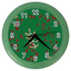 Christmas December Background Color Wall Clock by uniart180623