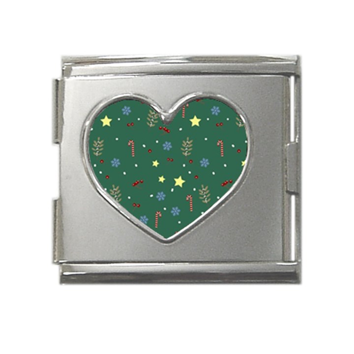 Twigs Christmas Party Pattern Mega Link Heart Italian Charm (18mm)