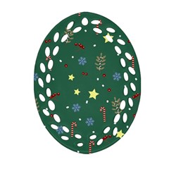 Twigs Christmas Party Pattern Oval Filigree Ornament (two Sides) by uniart180623