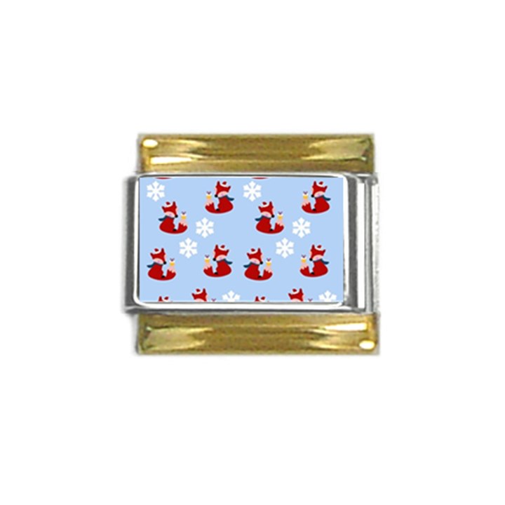 Christmas Background Pattern Gold Trim Italian Charm (9mm)