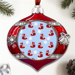 Christmas Background Pattern Metal Snowflake And Bell Red Ornament by uniart180623