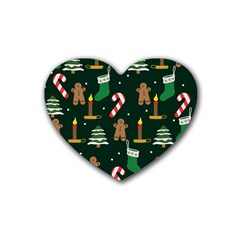 Pattern Christmas Gift Rubber Heart Coaster (4 Pack) by uniart180623