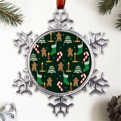 Pattern Christmas Gift Metal Large Snowflake Ornament by uniart180623