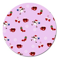 Christmas Xmas Background Design Pattern Magnet 5  (round) by uniart180623