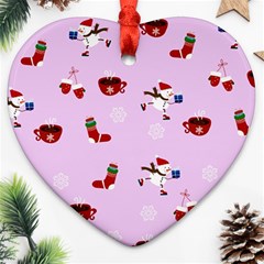 Christmas Xmas Background Design Pattern Heart Ornament (two Sides) by uniart180623