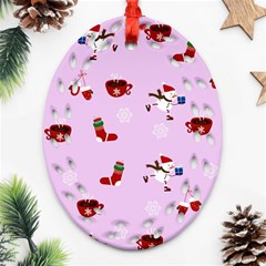 Christmas Xmas Background Design Pattern Ornament (oval Filigree) by uniart180623