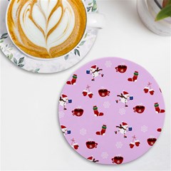 Christmas Xmas Background Design Pattern Uv Print Round Tile Coaster by uniart180623