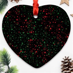 Confetti Star Dot Christmas Heart Ornament (two Sides) by uniart180623