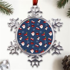 Christmas Background Design Pattern Metal Large Snowflake Ornament by uniart180623