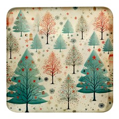 Christmas Tree Square Glass Fridge Magnet (4 Pack) by uniart180623