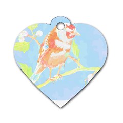 Birds Illustration T- Shirtbird T- Shirt (1) Dog Tag Heart (two Sides) by EnriqueJohnson