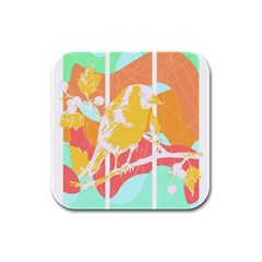 Birds Illustration T- Shirtbird T- Shirt (4) Rubber Square Coaster (4 Pack) by EnriqueJohnson