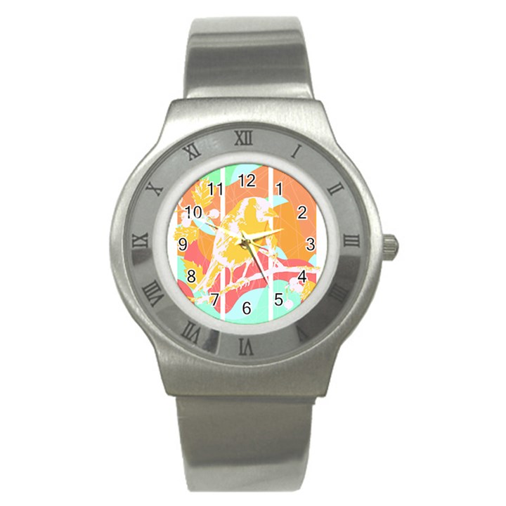 Birds Illustration T- Shirtbird T- Shirt (4) Stainless Steel Watch