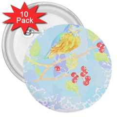 Birds Illustration T- Shirtbird T- Shirt (6) 3  Buttons (10 Pack)  by EnriqueJohnson