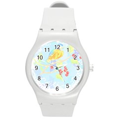 Birds Illustration T- Shirtbird T- Shirt (6) Round Plastic Sport Watch (m) by EnriqueJohnson