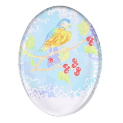 Birds Illustration T- Shirtbird T- Shirt (6) Oval Glass Fridge Magnet (4 Pack)