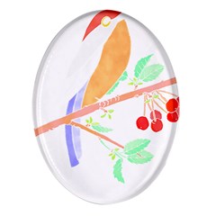 Birds Illustration T- Shirtbird T- Shirt (8) Oval Glass Fridge Magnet (4 Pack)