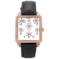 Black And White Pattern T- Shirt Black And White Pattern 12 Rose Gold Leather Watch  by EnriqueJohnson