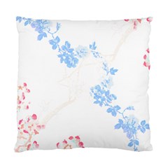 Blue Flowers T- Shirtblue And Pink Flowers Floral Art T- Shirt Standard Cushion Case (two Sides)